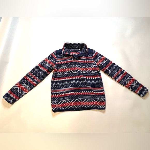 Vineyard Vines Boys Fair Isle Snap Button Fleece Pullover Sweater Whale M 12-14 - Picture 4 of 15
